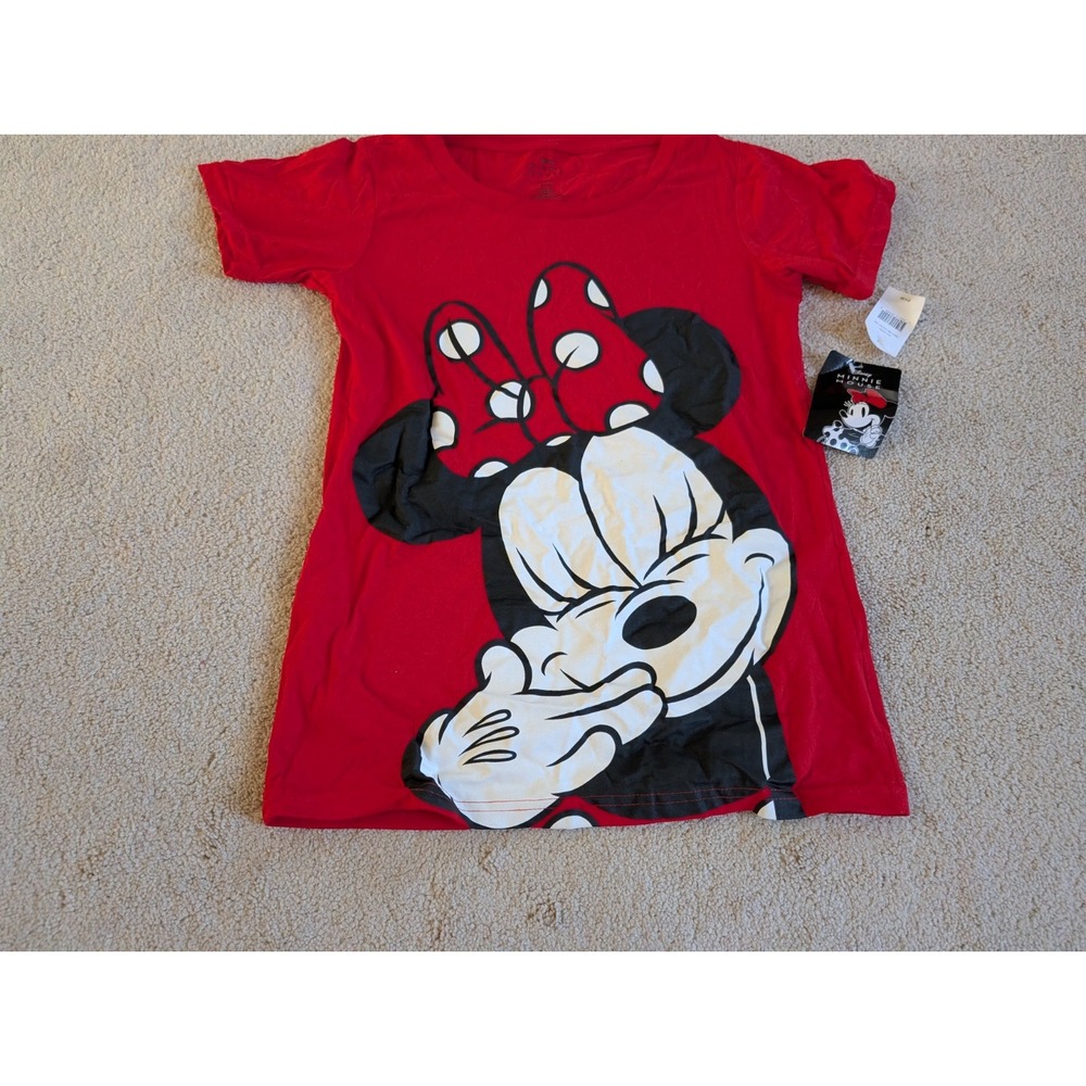 Disney Minnie Mouse Giggle Giant Graphic Print T-Shirt Red Small NWT